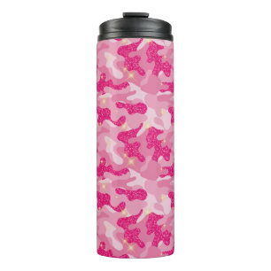 Helle Glitzernde Pinke Tarnung Chic Camo Glam Army Thermosbecher