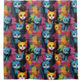 Helle Graffiti Cats Muster Duschvorhang