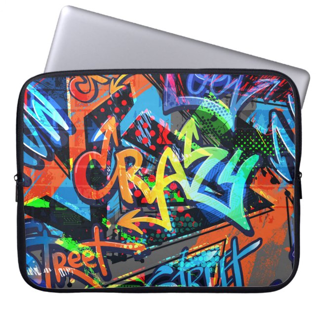 Helle Graffiti, urbanes Grafikdesign. Laptopschutzhülle (Vorderseite)