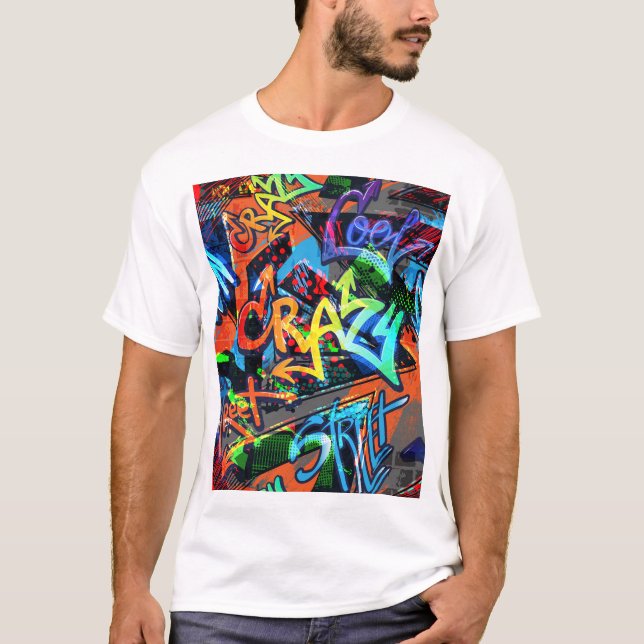 Helle Graffiti, urbanes Grafikdesign. T-Shirt (Vorderseite)