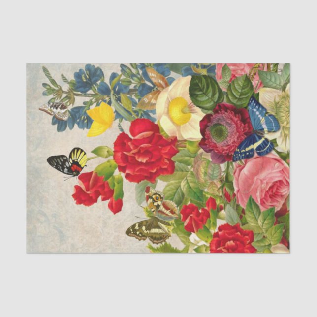 Helle große Blume und Schmetterlinge  Seidenpapier (Vorderseite)