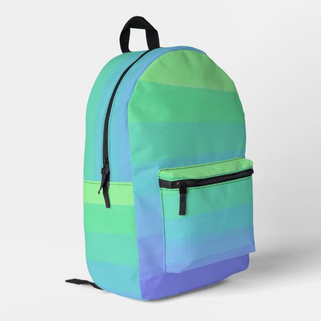 Helle Grün- und Blautöne-Gradient Bedruckter Rucksack (Rückseitige Ecke links)