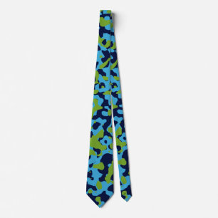 Helle grüne Camouflage in Aqua Blue und Navy Krawatte