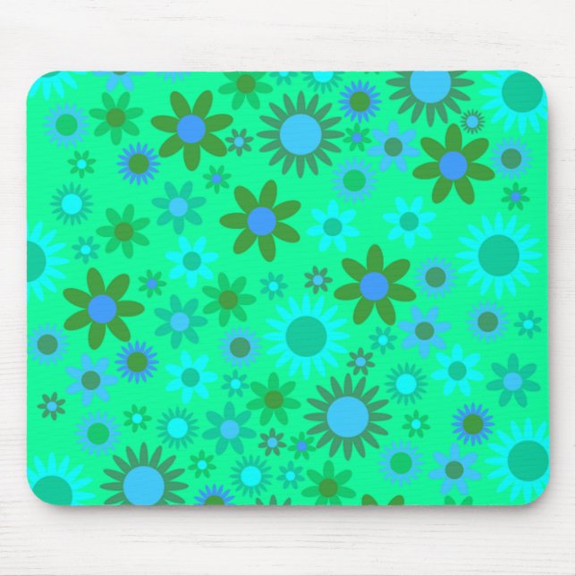 Helle Grüne Flower Power Muster Mousepad (Vorne)