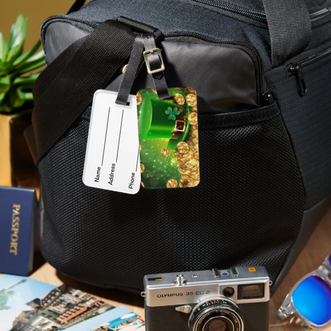 HELLE, GRÜNE IRISCHE OBERE HAT- UND GOLDCOINS GEPÄCKANHÄNGER (Vorderseite & Rückseite)