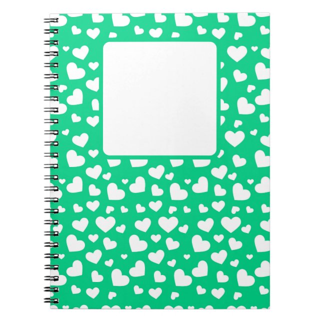 HELLE GRÜNE MIT WEISSEN LIEBE HERZEN NOTIZBLOCK (Vorderseite)