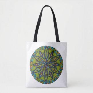 Helle grüne/navy Sternen-Mandala-Tasche