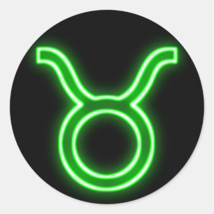 Helle grüne Neon - Taurus - das Bull-Star-Zeichen Runder Aufkleber