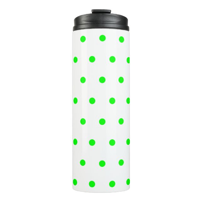 Helle grüne Polka Dots Thermosbecher (Vorderseite)