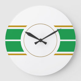 Helle grüne Twin Racing Streifen Weiße Hintergrund Große Wanduhr