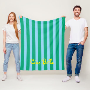 Helle grüne und blaue Streifen Ciao Bella Fleecedecke