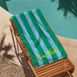 Helle grüne und blaue Streifen Ciao Bella Strandtuch