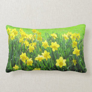 HELLE GRÜNE UND GELBE SPRING DAFFODIL PILLOW LENDENKISSEN