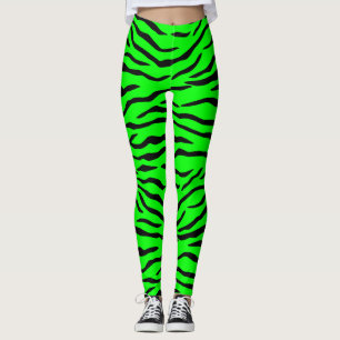 Helle grüne und schwarze Tiger-Neonstreifen Leggings