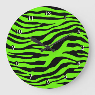 Helle grüne Zebra Große Wanduhr
