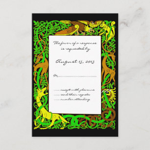 Helle Grüntöne Celtic Animals Design Hochzeit RSVP Karte