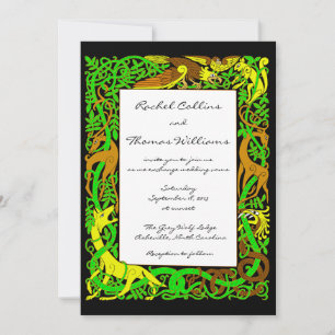 Helle Grüntöne Celtic Animals Hochzeitsfeier Einladung