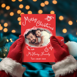 Helle Hand Draodle Foto Weihnachtskarte Einladung