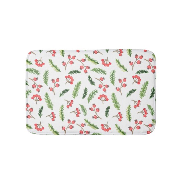 Helle Hand gezeichnet Weihnachtsmistletoe Muster Badematte (Vorderseite)