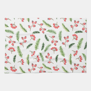 Helle Hand gezeichnet Weihnachtsmistletoe Muster Geschirrtuch