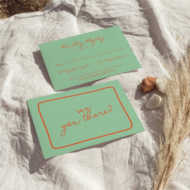 Helle handgeschriebene farbenfrohe Retro Einzigart RSVP Karte (Von Creator hochgeladen)