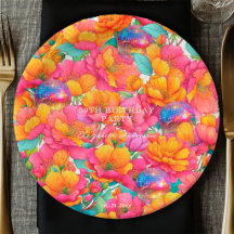 Helle Heißrosa Orangefarbene Blumen Disco-Kugel Ge