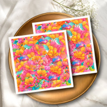 Helle Heißrosa Orangefarbene Blumen Disco-Kugel Ge