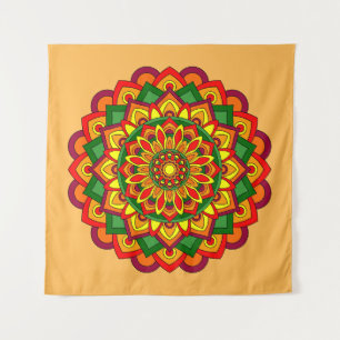 Helle Herbstfarben Floral Mandala Wandteppich