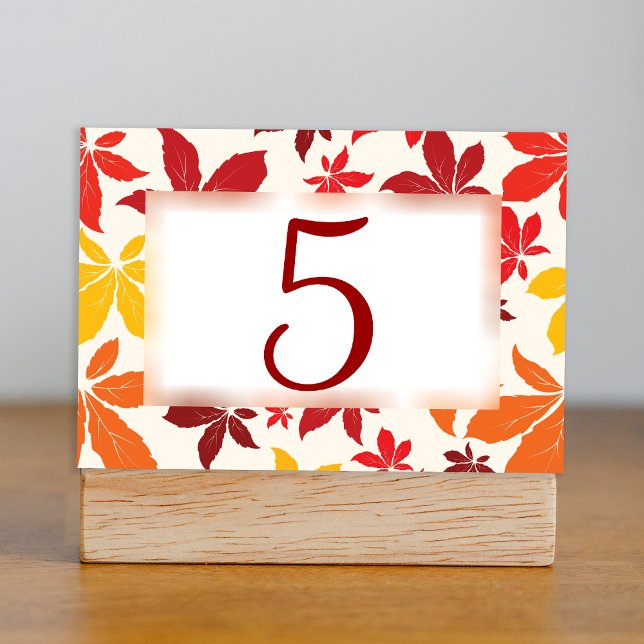 Helle Herbstlaub Hochzeit Tischnummern (Set a warm Autumn table at your celebration event with the Bright Fall Leaves Table Numbers.)