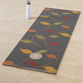 Helle Herbstlaub Rustikale Monogramm Yogamatte