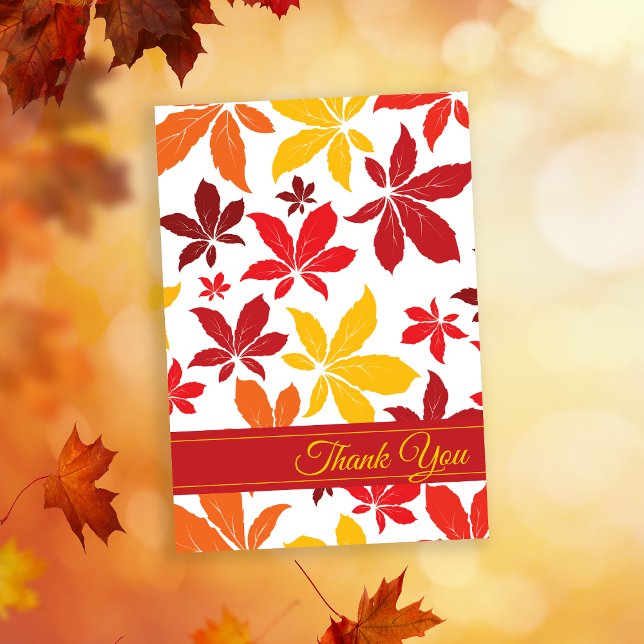 Helle Herbstlaub Vielen Dank Einladung (Show your gratitude with the seasonal Bright Fall Leaves Thank You Note Card.)