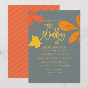 Helle herbstliche orange Hochzeitseinladung im Her Einladung