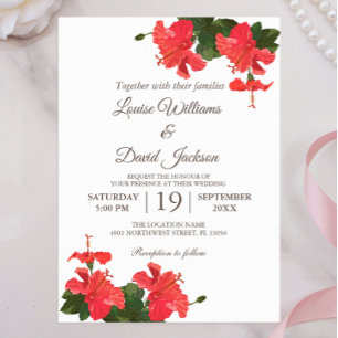 Helle Hibiskus-Blumen-Hochzeitseinladung Einladung