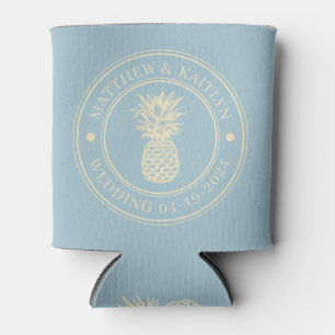 Helle Himmel Ananas Hochzeitskamm & Namen Dosenkühler