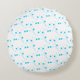 Helle Himmelblau Blumen, kleine Blumenblätter Rundes Kissen