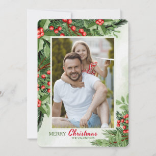 Helle Holly-Foto-Weihnachtskarte Feiertagskarte