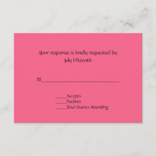 Helle, Hübsch rosa Hochzeitskarte RSVP Karte
