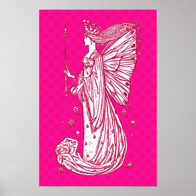 Helle, Hübsche Rosa Schmetterling Fairy Print Poster (Vorne)