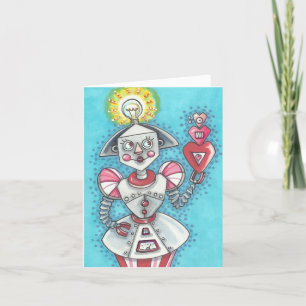Helle Idee ROBOT VALENTINE NOTE CARD Verse Feiertagskarte