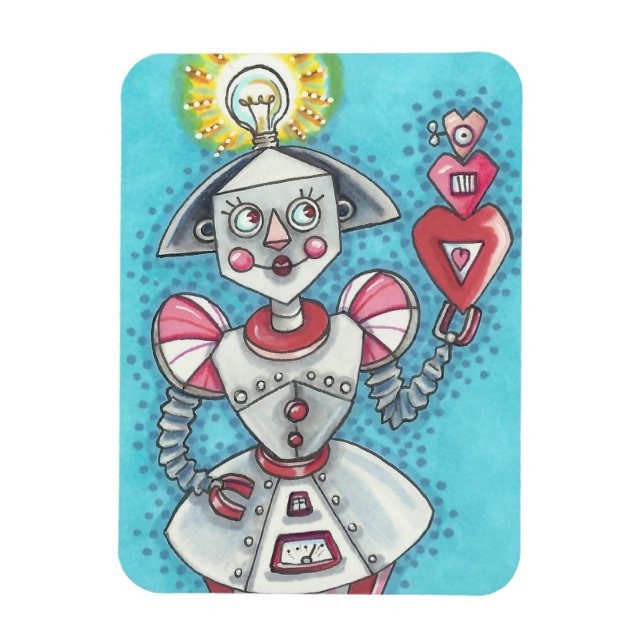 Helle Ideen GIRL ROBOT HEARTS MAGNET *Anpassen (Vertikal)