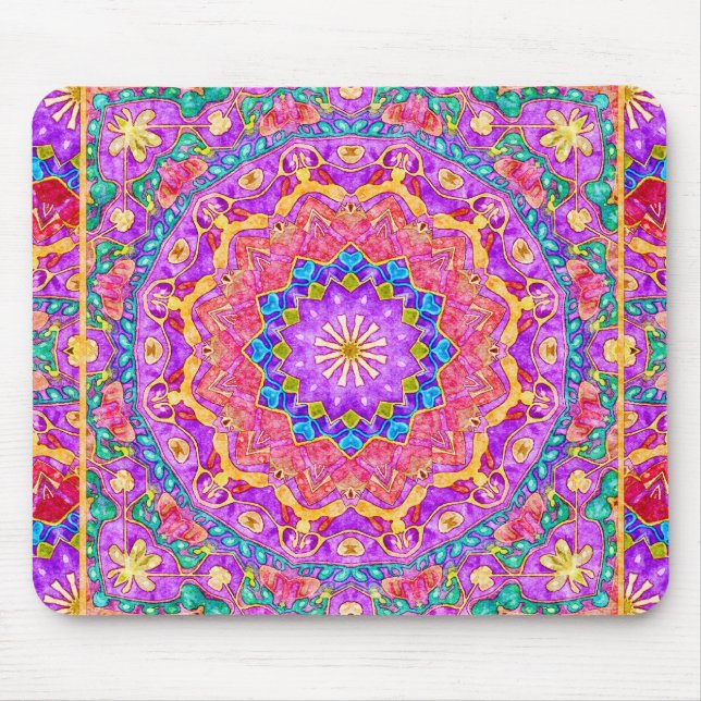 Helle Indien-Aquarell-Mandala Mousepad (Vorne)