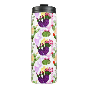 Helle Kakteen Pen Zeichnend botanisches Muster Thermosbecher