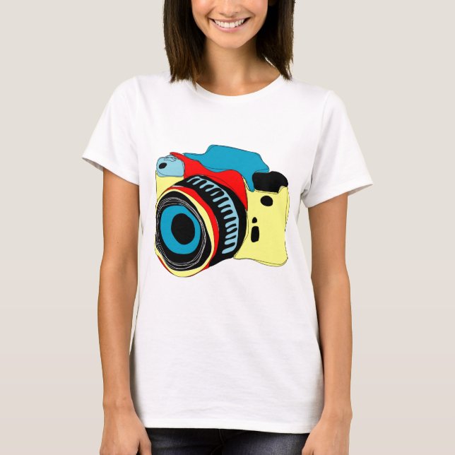 Helle Kameraillustration T-Shirt (Vorderseite)