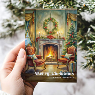 Helle klassische Weihnachtsszene mit gemütlichem I Feiertagskarte