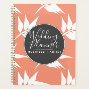 Helle Korallenblätter Florale Silohuette Hochzeit Planer