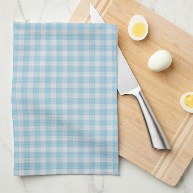 Helle Kornblumenblau Gingham Karo Geschirrtuch (Viertel Falte)