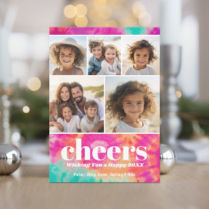 Helle Krawatte-Dye - 5 Foto - Feiern zum neuen Jah Feiertagskarte