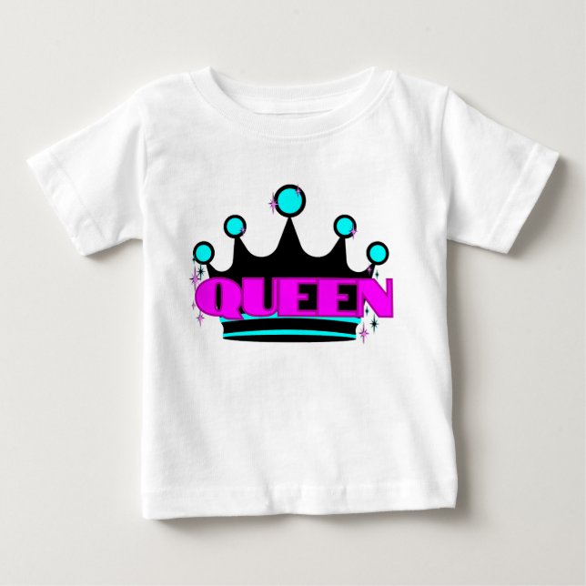 Helle Krone Grafisches Pink fett Funkelnd Königin Baby T-shirt (Vorderseite)