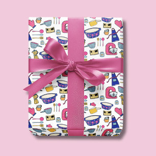 Helle Küchenutensilien Chef Bäcker Muster Geschenkpapier Set
