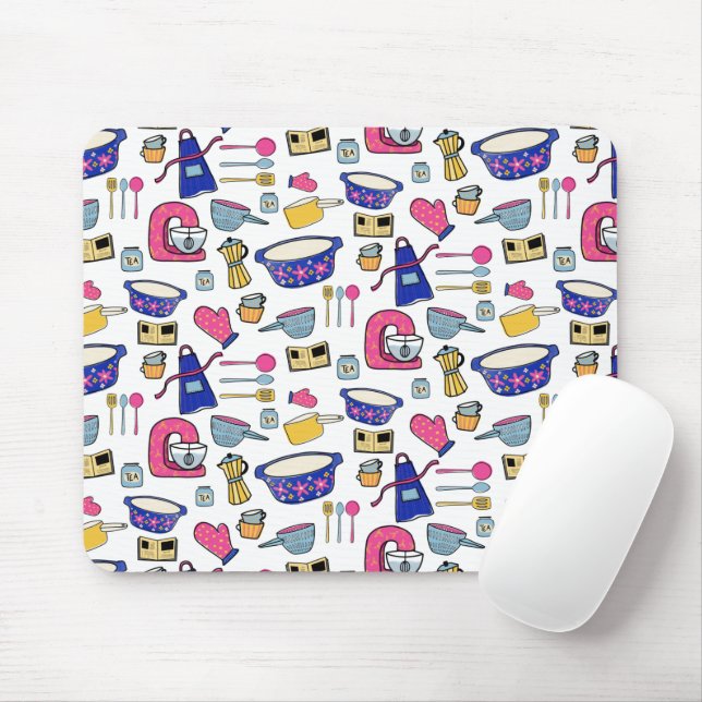 Helle Küchenutensilien Chef Kuch Bäcker Mousepad (Mit Mouse)